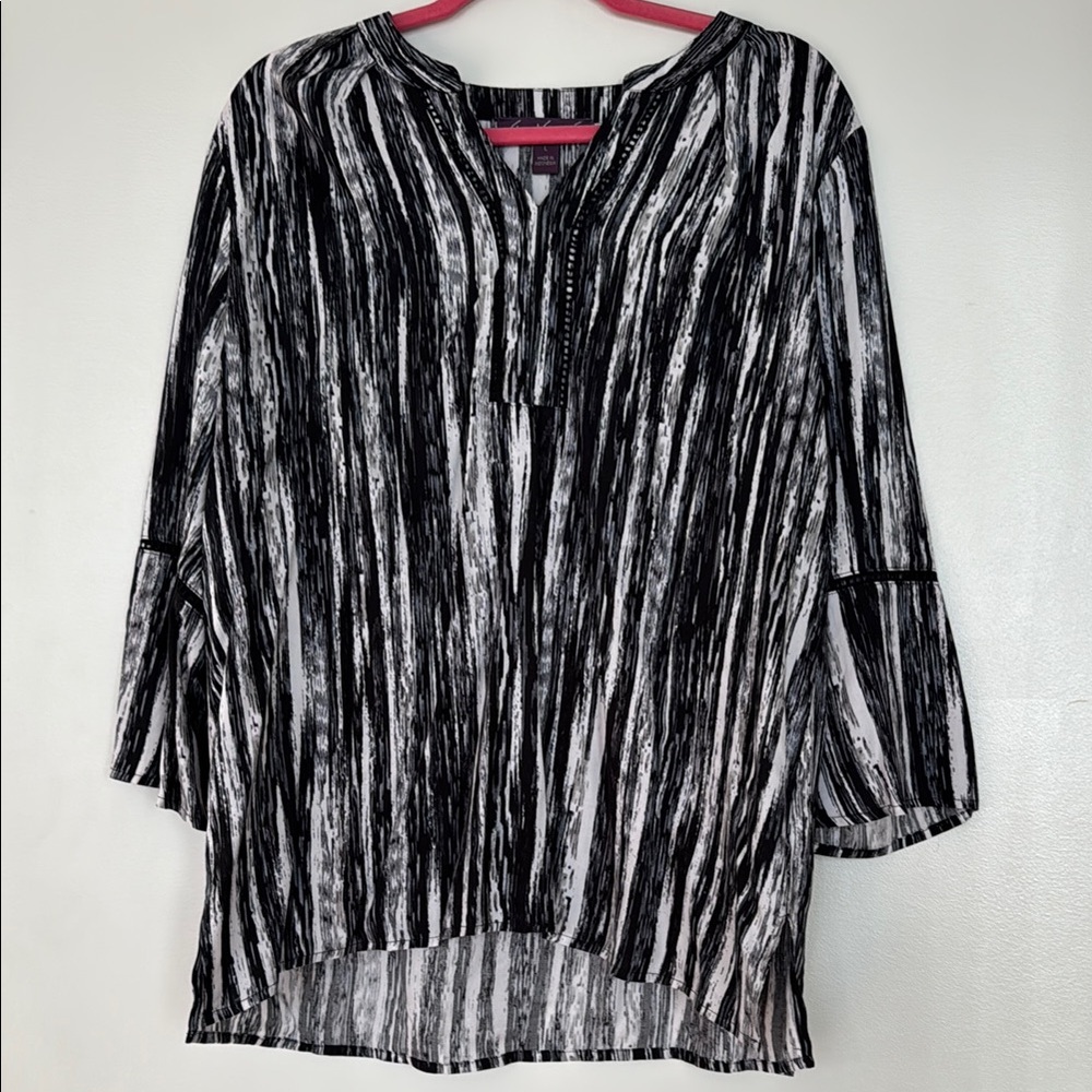 Black and White Striped Women's Top